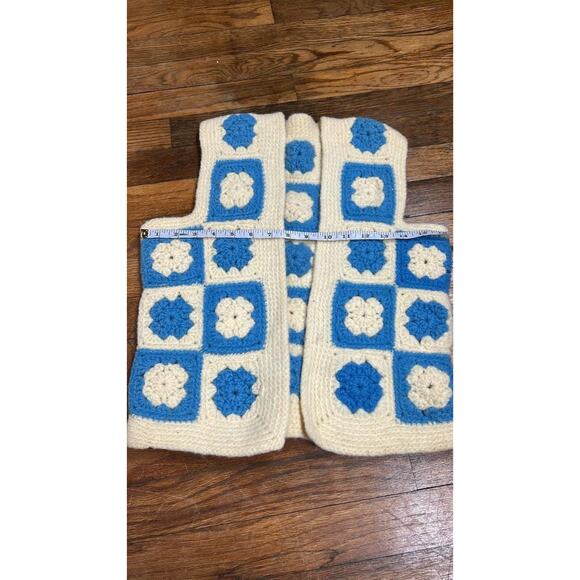 Vintage 70s Handknit Crochet Patchwork Boho Chic Festival Floral Vest XS - Picture 5 of 5